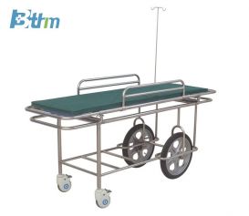 Stainless steel two big two small wheel stretcher trolley