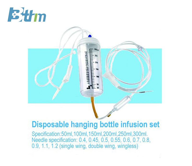 Disposable hanging bottle infusion set